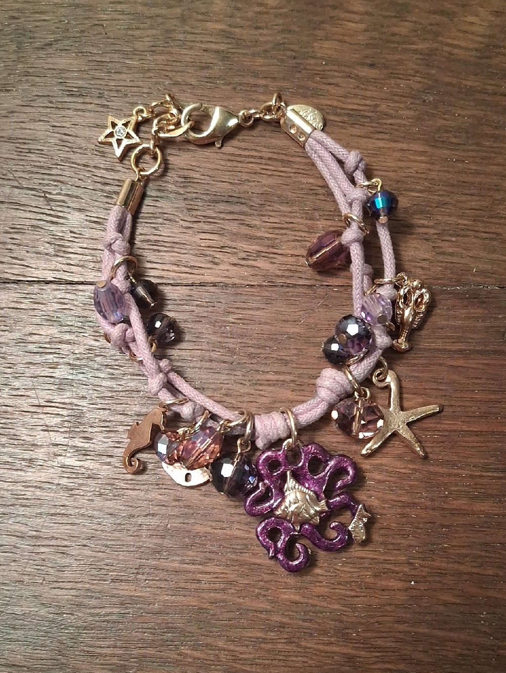 Purple Nautical Charm Bracelet with Gold Accents Kirks Folly